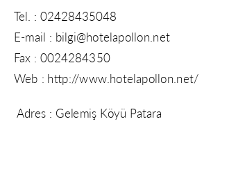Apollon Hotel iletiim bilgileri